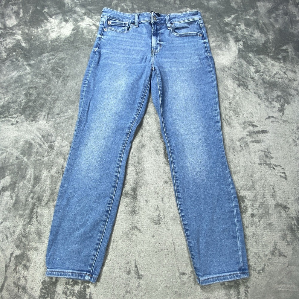 Gap Jeans Universal Legging Women 10 Long Whiskering Straight Stretch Light Wash